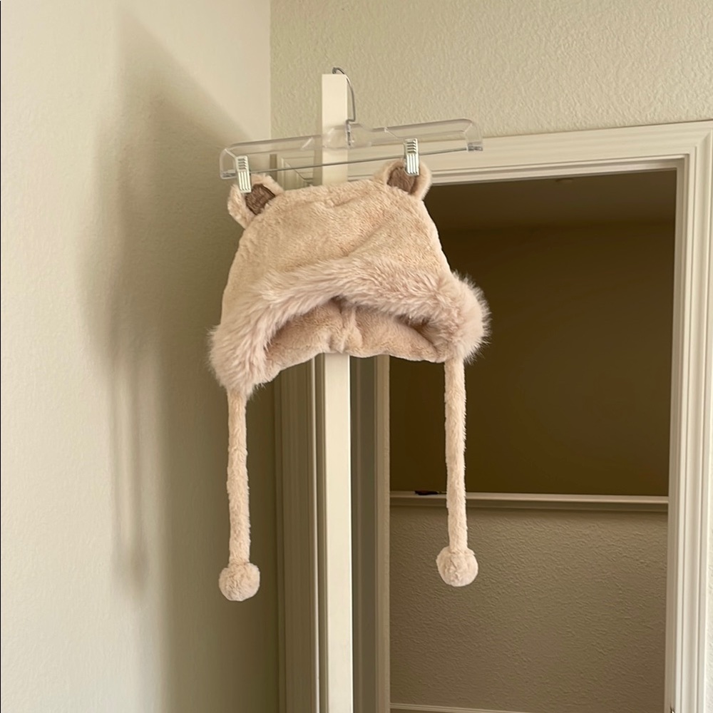 Cute Beige Furry Hat with Ear Details